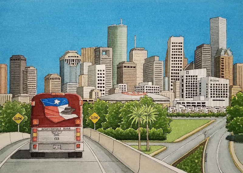 Framed Art Print 5" x 7" | Streets of Houston | Jim Koehn Artwork