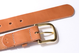 Hand Stitched Leather Belt | Light Brown + Brass | Manready Mercantile