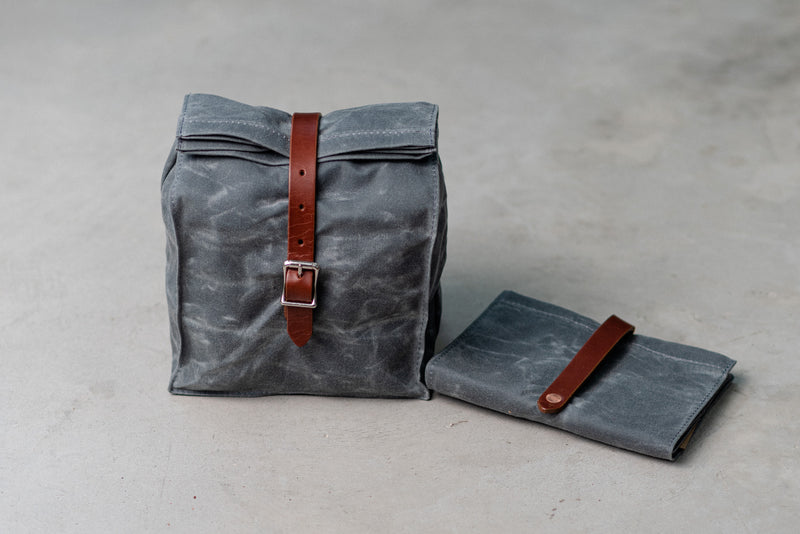 Lunch Tote | Charcoal Waxed Canvas | Hardmill - Manready Mercantile