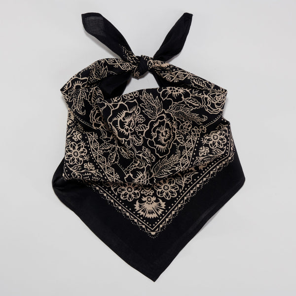 Organic Cotton Rosey Bandana | Pitch Black | Last Chance Textiles